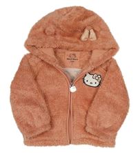 Starorůžová třpytivá chlupatá propínací mikina s Hello Kitty a kapucí C&A