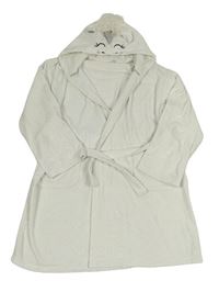 Bílý vzorovaný plyšový župan s kapucí - jednorožec River Island