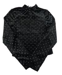 Černé sametové crop triko s kamínky M&Co.