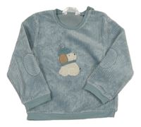 Světlemodrá žebrovaná sametová mikina se psem Mayoral