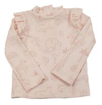 Světlerůžové UV triko se zvířaty a volánky George