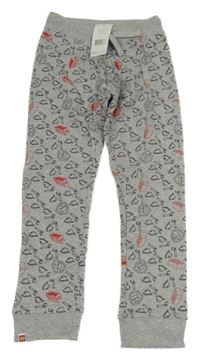 Nové - Šedé melírované tepláky s obrázky Lego