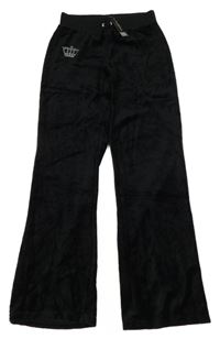 Nové - Černé sametové tepláky s korunkou z kamínků St. Bernard