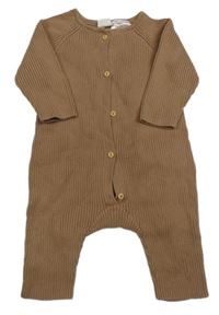 Hnědý žebrovaný pletený overal H&M
