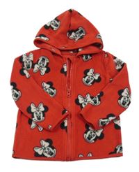 Červená fleecová propínací mikina s Minnie a kapucí George