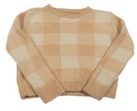 Pudrovo-béžový kostkovaný svetr Primark