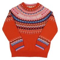 Červeno-růžovo-modrý vzorovaný svetr F&F