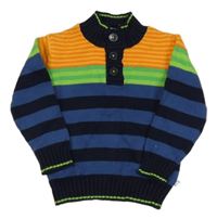 Tmavomodro-oranžovo-zelený pruhovaný svetr Liegelind