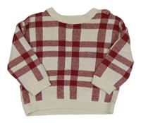 Světlešedo-vínový kostkovaný svetr Primark