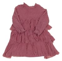 Starorůžové třpytivé tylové vrstvené šaty S. Oliver