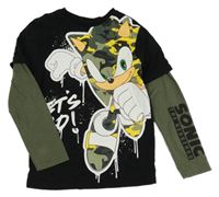 Černo-khaki triko se Sonicem