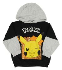 Černo-šedá mikina s Pikachu a kapucí