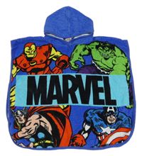 Modro-barevné froté osuskové pončo s Avengers a kapucí Marvel