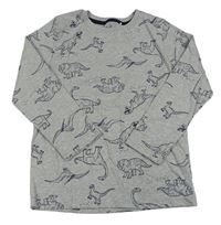 Šedé vzorované triko s dinosaury Topolino