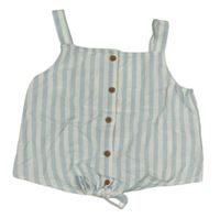 Bílo-světlemodrý pruhovaný crop top s knoflíky H&M