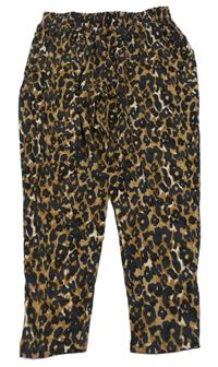 Hnědo-černé leopardí lehké teplákové kalhoty Next
