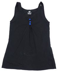 Černý top s modrými knoflíky H&M
