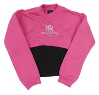 Růžová crop mikina s všitým černým topem River Island