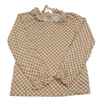 Bílo-hnědé vzorované květované triko H&M