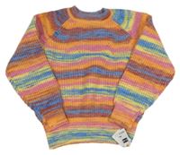 Nové - barevný pruhovaný pletený svetr dunnes 