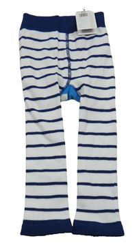 Nové - Bílo-tmavomodré pruhované punčochové legíny s králíkem 