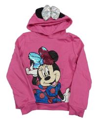 Růžová mikina s Minnie a kapucí s mašlí Primark