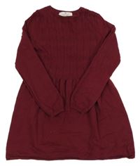 Vínové vzorované pletené šaty H&M