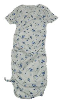 Bílé žebrované šaty s kvítky shein