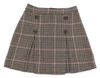 Vínovo-černo-růžová vzorovaná vlněná sukně s knoflíky George