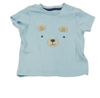 Nové - světlemodré žebrované tričko s medvědem Nutmeg