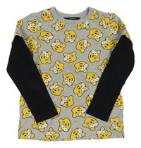 Šedé vzorované triko s Pudsey a černými rukávy George