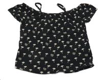 Černé tričko s palmami C&A