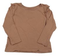 Hnědé triko s volánky C&A