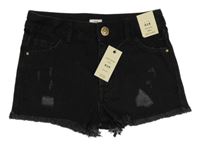 Nové - Černé riflové kraťasy s prošoupáním River Island
