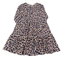 Růžovo-tmavomodré leopardí lehké šaty M&S