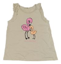 Smetanový top s plameňáky H&M