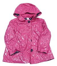 Růžový pogumovaný jarní kabát s kapucí 