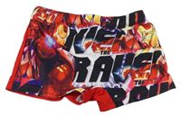 Červeno-barevné nohavičkové plavky s IronManem