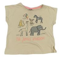 Béžové tričko se zvířaty