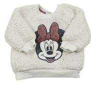 Bílá huňatá mikina s Minnie Disney