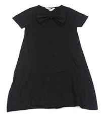 Černé třpytivé pletené šaty s mašlí H&M