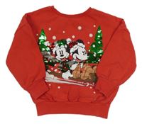 Červená mikina s Mickeym a Minnie zn. George