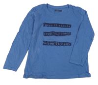 Modré triko s nápisy Alive