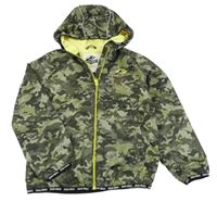 Khaki army šusťáková jarní bunda s dinem a kapucí - Jurský svět 