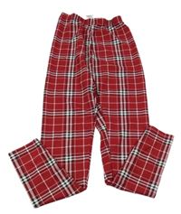 Červeno-bílo-červené kostkované legíny Shein