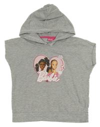 Šedá tepláková vesta s Barbie a kapucí 