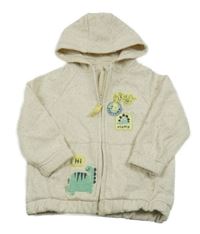 Smetanovo-barevná melírovaná propínací mikina s diny a kapucí George