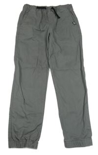 Šedé plátěné cuff kalhoty H&M