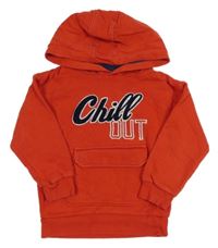 Červená mikina s nápisem a kapucí M&S