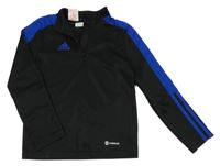 Černo-tmavomodré sportovní triko s pruhy a logem Adidas